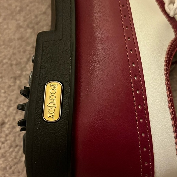 FootJoy DryJoys ECL Leather Golf Shoes Mens 9 Medium Red White Spiked - Picture 6 of 11